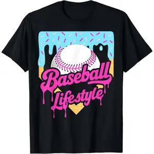 Baseball Lifestyle Home Plate Ice Cream Drip T Shirt for Men Women and Youth