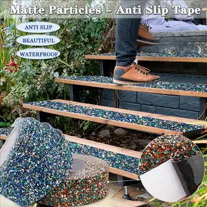 1 Roll Heavy Duty Anti-Slip Matte Particles Waterproof Rubber Tape - Long Length (5cm x 200cm)No Residue PE,For Indoor/Outdoor Stairs, Pools, Bathrooms