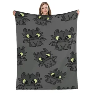 Toothless Flannel Blanket How to Train Your Dragon Pattern Cozy Soft Lightweight Warm for Couch Sofa Bed Living Room Travel Home Decor Gift
