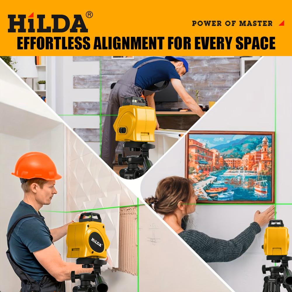 5 Line 360° Laser Level, Self Leveling Laser Level with Pulse Mode,Cross Line Laser, 2 Brightness Levels,Function ,Green Line Laser Leveler Tool for DIY Indoor Project,Picture Hanging Wall Tile Floor Construction