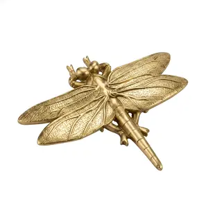 Elegant gold dragonfly wall-mounted statue, 1 piece creative interior design accent, artwork decor for modern apartment living space, insect-themed nursery wall art, chic entryway ornament, housewarming gift idea