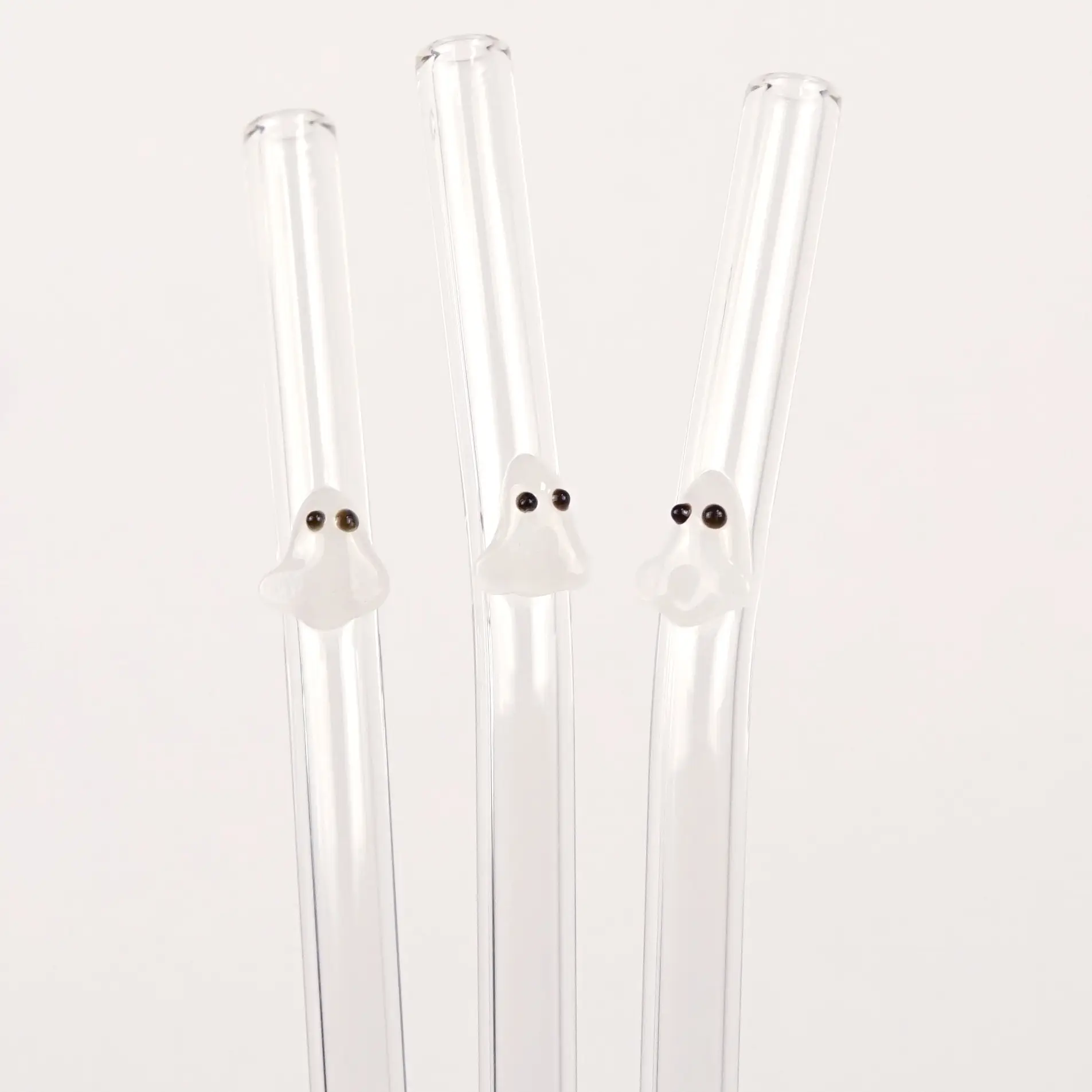Sip-Sip Hooray! 3 PACK Ghostie Straw Pack 16oz, 17oz, 20oz Halloween Themed Glass Straw fall glassware Cup Drinkware Reusable Borosilicate Home Bar Ac