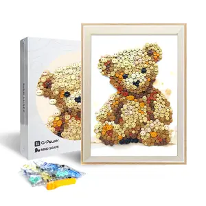 PixelKnot DIY Button Art Craft Kit - Glue-Free Assembly, Hang & Stand Frame Included, Handmade Gifts, DIY Decorative Painting, Aesthetic Home Decor, Gift for Adults