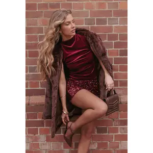 Nissa Velvet Top - Burgundy
