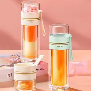 Double Wall Insulated Glass Tea Cup, Portable Heat-Resistant Filter Design, Elegant Teacup for Men & Women, Perfect Gift Idea, Durable Glass Cup