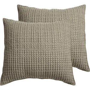 Mills Waffle Euro Sham Set of Two Taupe 26x26in No Insert