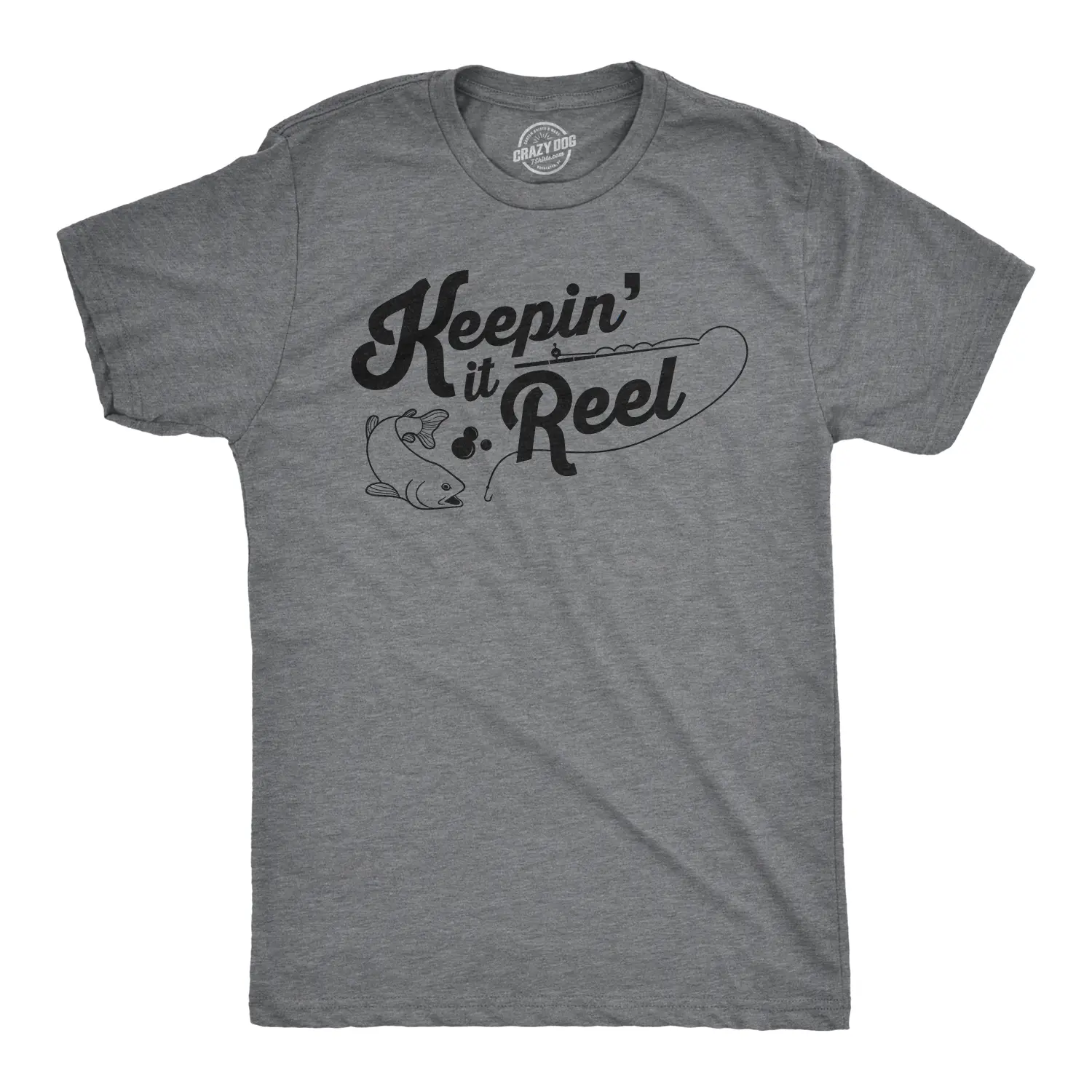 Mens Keepin It Reel T shirt Funny Cool Fishing Gift for Fisherman Humor Graphic Mens Funny T Shirts Cool Vintage Fashion T-Shirt Gift Classic Menswear Funny Fishing Short Sleeve Novelty Tees for Guys Dark Grey