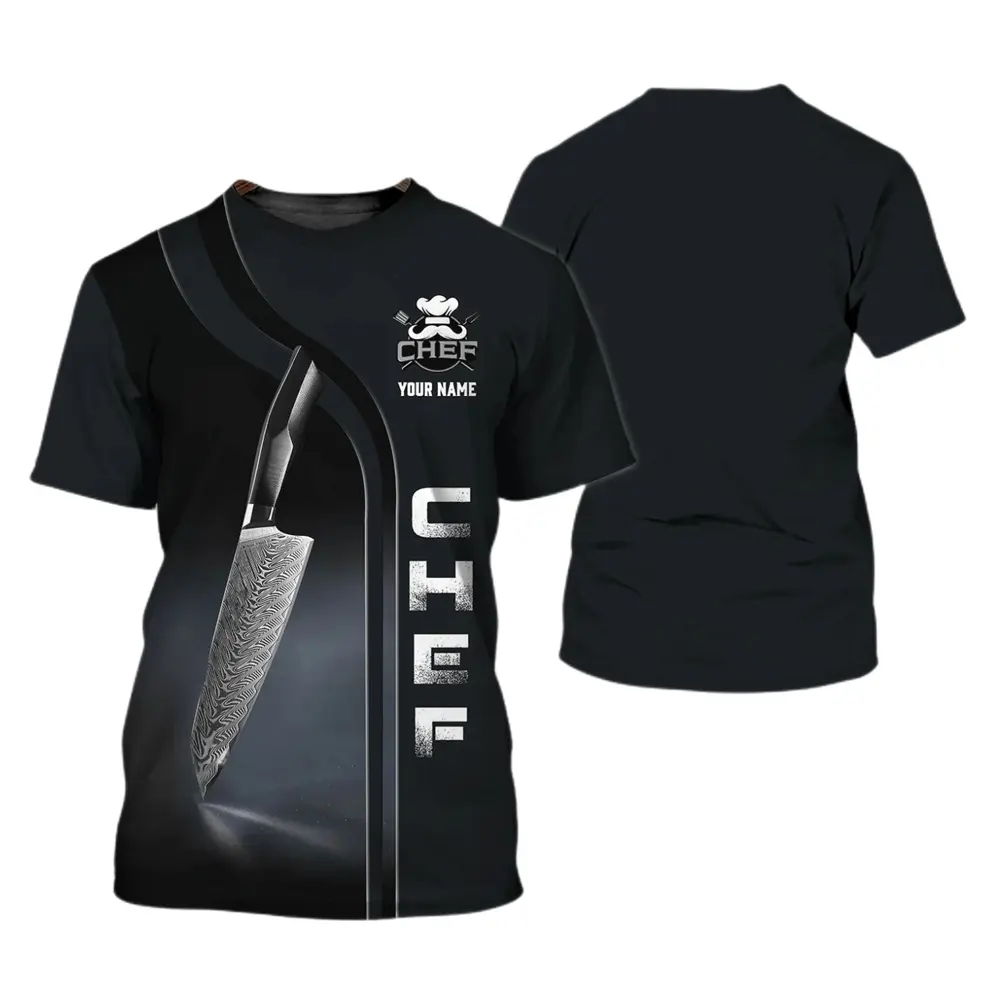 Men's Casual Short-Sleeve Top - Summer Chef Work T-Shirt, 3D HD Printed, Oversized Harajuku Streetwear, O-Collar, Quick Dry Premium Menswear, Shortsleeve, Tshirt