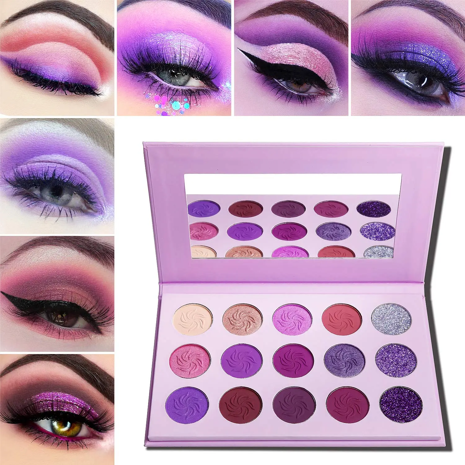 Purple Eyeshadow Palette Makeup Matte Glitter, Highly Pigmented Pink Eye Makeup Pallet, Dream Purple Pink Dark Red Violet Cute Bright Shimmer Travel Eyeshadow Pallet for Women