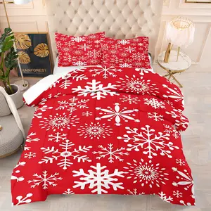 2/3 Piece Christmas Themed Printed Comforter Set, Christmas Gift, Snowflake Pattern Cozy Bedding Set, Christmas Bedroom Decoration Soft and Comfortable Skin Friendly, Including 1 Quilt and 1/2 Pillowcase