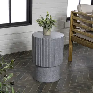 JONATHAN Y Louisa 19" Modern Art Deco Tambour Indoor/Outdoor Accent Table