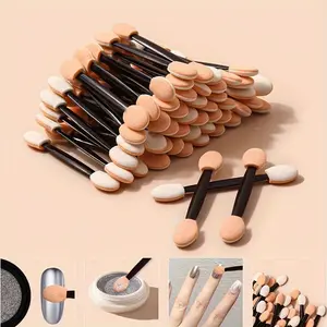 50pcs Double-Sided Eye Shadow Brush Set, High-Quality Oval Sponge Head, Professional Makeup Tool, Ultra-Soft, Odorless, Durable, Eyeshadow Brushes, Beauty Duo Brush
