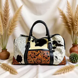 The Rancher’s Weekender – Cowhide & Tooled Leather Duffle