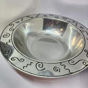 WILTON ARMETALE Pizzazz Large 12.5" Salad/Pasta Serving Bowl dish Pewter Swirls