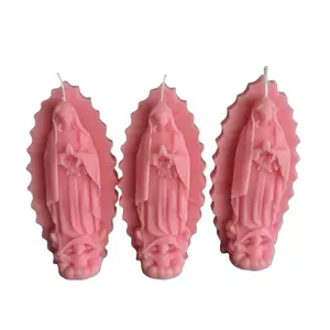 Virgin Mary Candle, Oval Design, Decor Candle