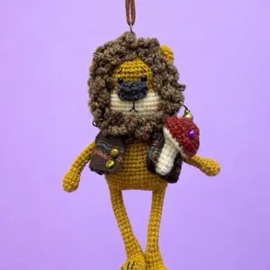 Handmade Crochet lion wool yarn for decor | car car hanging