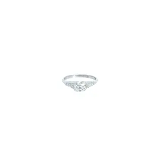 PLATINUM VINTAGE DECO ENGAGEMENT .80CT OLD MINE CUT CENTER DIAMOND .20CT SINGLE CUT F VS2 RING