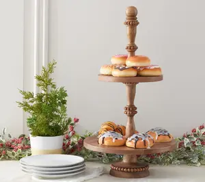Beaded Wooden Two-Tiered Server Display by Valerie