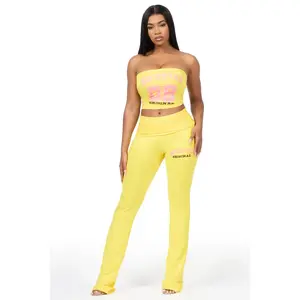 Lareshe Yellow Tube Foldover Pant Set