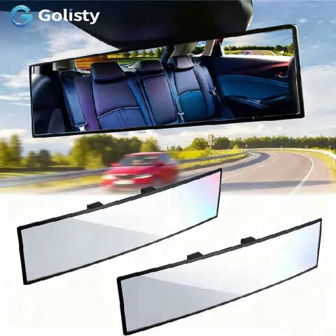 Automotive Blindspot Rearview Mirror - 11.81x3.1in Rectangle High-Definition Convex Panoramic Interior Mirror, 8s Clip-On Easy Installation, Anti-Fall Adjustable Clip, Universal for Car SUV Truck, Perfect Vision & Safe Reversing