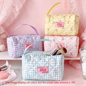 Large Capacity Pen Bag, High Aesthetic Bowknot Stationery Bag, Travel Handheld Makeup Pouch, Storage Organizer, 1 Piece