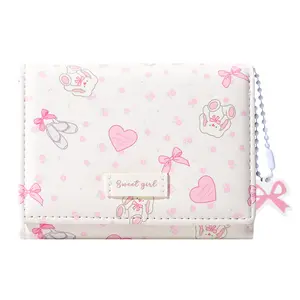 Small Cutest Wallet with Bunny Coquette Bow Print ID Credit Card Holder for Women Girls