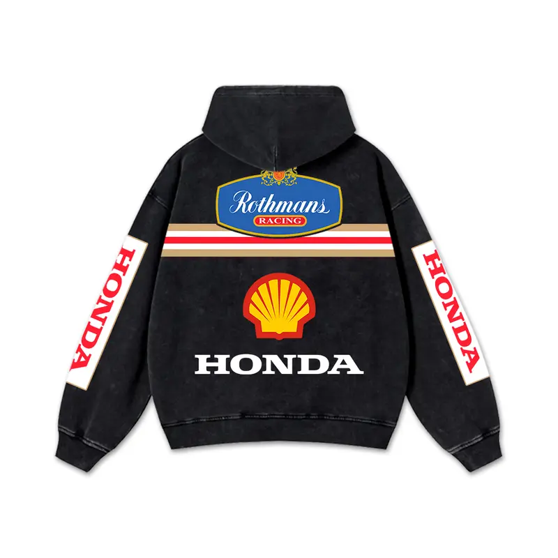Retro Honda Rothmans Racing Washed Hoodie MotorGP World Champion