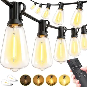 Outdoor Lights String Patio Outside - 100ft 30M LED Waterproof Light - Hanging Lighting ST38 Shatterproof Edison Bulb Deck Backyard Gazebo Balcony Party Bistro Cafe Pergola Garden Yard Porch Dimmable