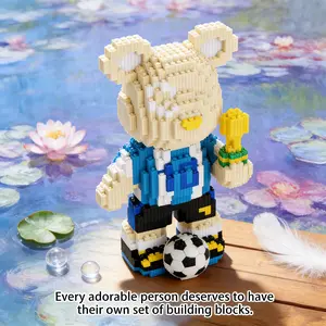 Football Champion Bear 3D Puzzle Building Blocks Decoration, Bookshelf Home Office Cabinet Decor, Party Living Room TV Stand Display