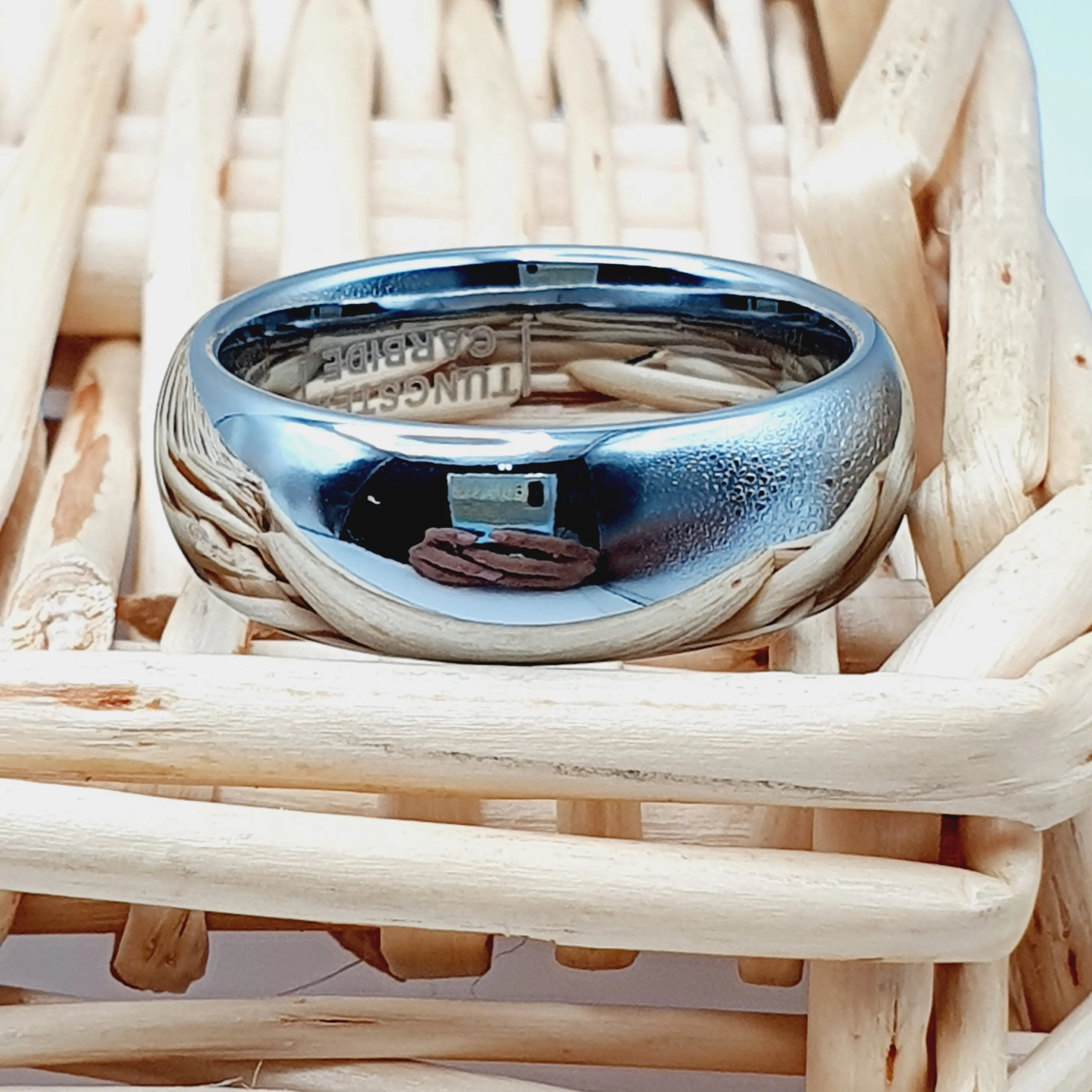 Silver Tungsten Ring for Men and Women - Thick 7mm Wedding Band, Engagement Ring, Anniversary Ring
