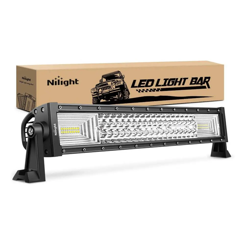 Nilight 22-in 270W Triple Row LED Light Bar - Spot & Flood Combo, 27000LM Super Bright Driving Light for Mowers, Dozers, Snowplows, Harvesters, Automotive & Industrial Work Use, Mower, Garden