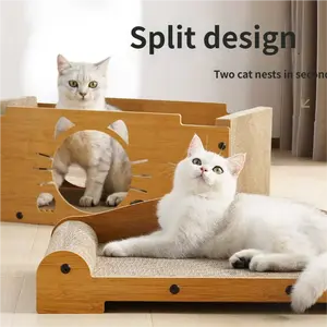 C-Shaped Cat Scratcher & Lounger – 2-in-1 Dual-Layer Sofa-Side Villa, Scratch-Resistant & Mess-Free Design for All-Season Indoor Use