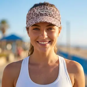 GUANHUA Visor Cap for Women Men Pink Leopard Print Cotton Sun Visor Adjustable Wide Brim Outdoor Hat
