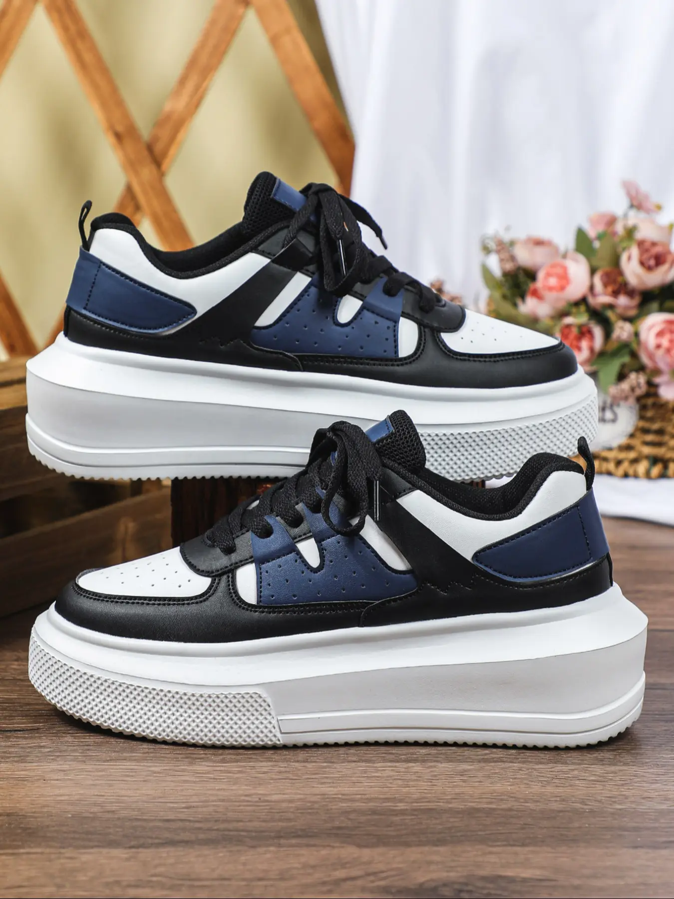Men's New Fashion Dopamine Classic Trendy Colorblock Casual Sporty Sneakers, Trending Sneakers Breathable Comfortable Thick Sole Low Top Lace-Up Skate Shoes Sports Shoes