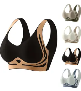 Women's Colorblock Patchwork Wireless Bra, Soft Comfortable Breathable Backless Bra, Women's Lingerie for All Seasons, Underwear for Women