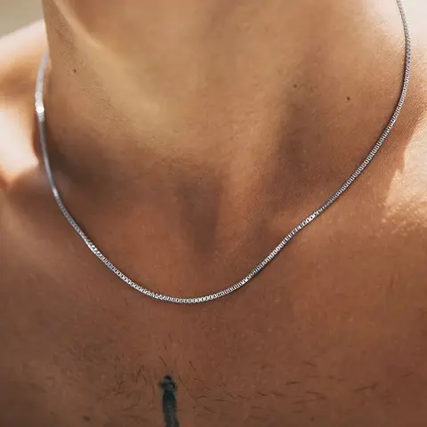 Men's Hip Hop Stainless Steel Round Snake Chain Necklace, Stainless Steel Chains, All Seasons Wear, Daily Wear, No Choking Hazard, Durable Jewelry Gift, Ideal Gift for Boyfriend, Father, Husband