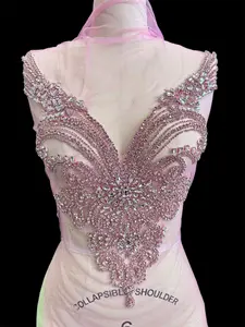 Amy Baby Pink Rhinestones Bodice Applique