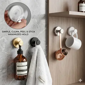 4-Pack Strong Suction Shower Hooks No Drill Removable Towel Hooks for Smooth Surfaces Rust-Resistant Stainless Steel Organiser with Vacuum Lock HoldTwist