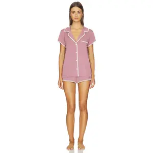 eberjey Frida Shortie Pajama Set in Fig & Ivory