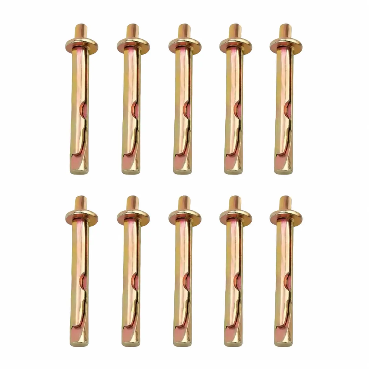 10-Pack M6x50mm Percussion Insert Expansion Anchors Colored Galvanized Iron-Carbon Steel Anti-Corrosion Metal Bolts for Concrete Dry Brick Block Walls Heavy-Duty Fixing Fence Canopy Air Conditioning
