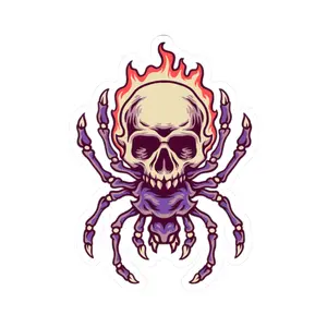 Skull Spider Stickers | Edgy Vinyl Decals for Laptops, Water Bottles, Helmets, Halloween Decor, Gothic Aesthetic