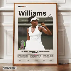 Venus Williams Poster, Williams Tennis, Framed Grand Slam Print, Tennis Champion Decor, Sports Artwork, Venus Williams Wall Art, IconicPrint