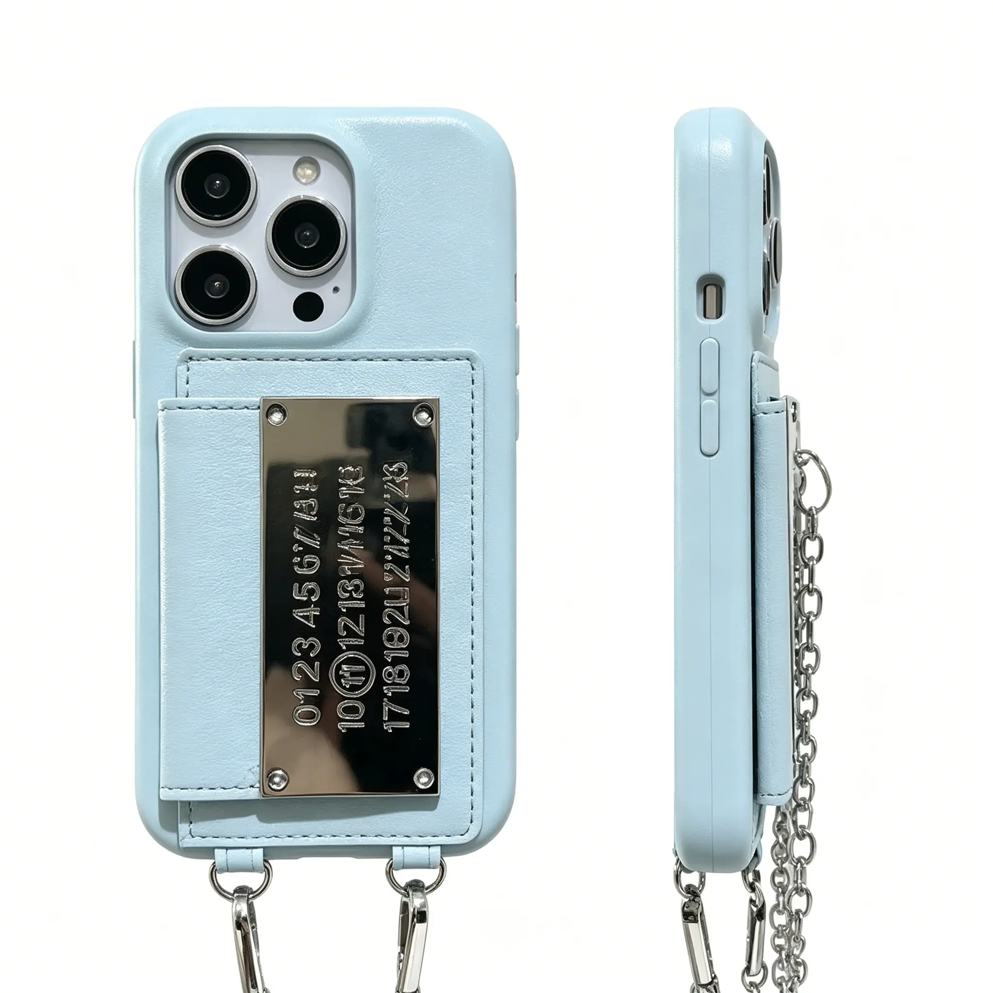 (Case & Nova) Retro PU Leather Metal Chain Crossbody Card Holder Smartphone Casing - Anti-Theft, Shockproof Accessories for iPhone 17 Pro Max, 16, 15, 14, 13, 12 Devices