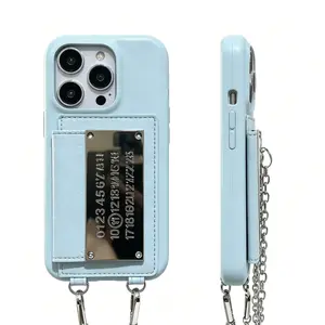 (Case & Nova.)Retro Card Holder Crossbody Phone Case with Chain Strap, Creative PU Leather Wallet Protective Cover, Compatible with iPhone 17 Pro Max, 16, 15, 14, 13, 12 purse anti theft
