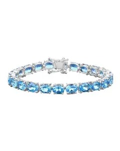Genuine Swiss Blue Topaz 925 Sterling Silver Bracelet