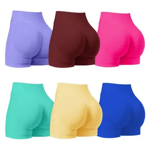 Sporty Women's Plain High Waist Skinny Sports Shorts 3 Counts Comfy Breathable for Yoga Gym Workout Running Activewear