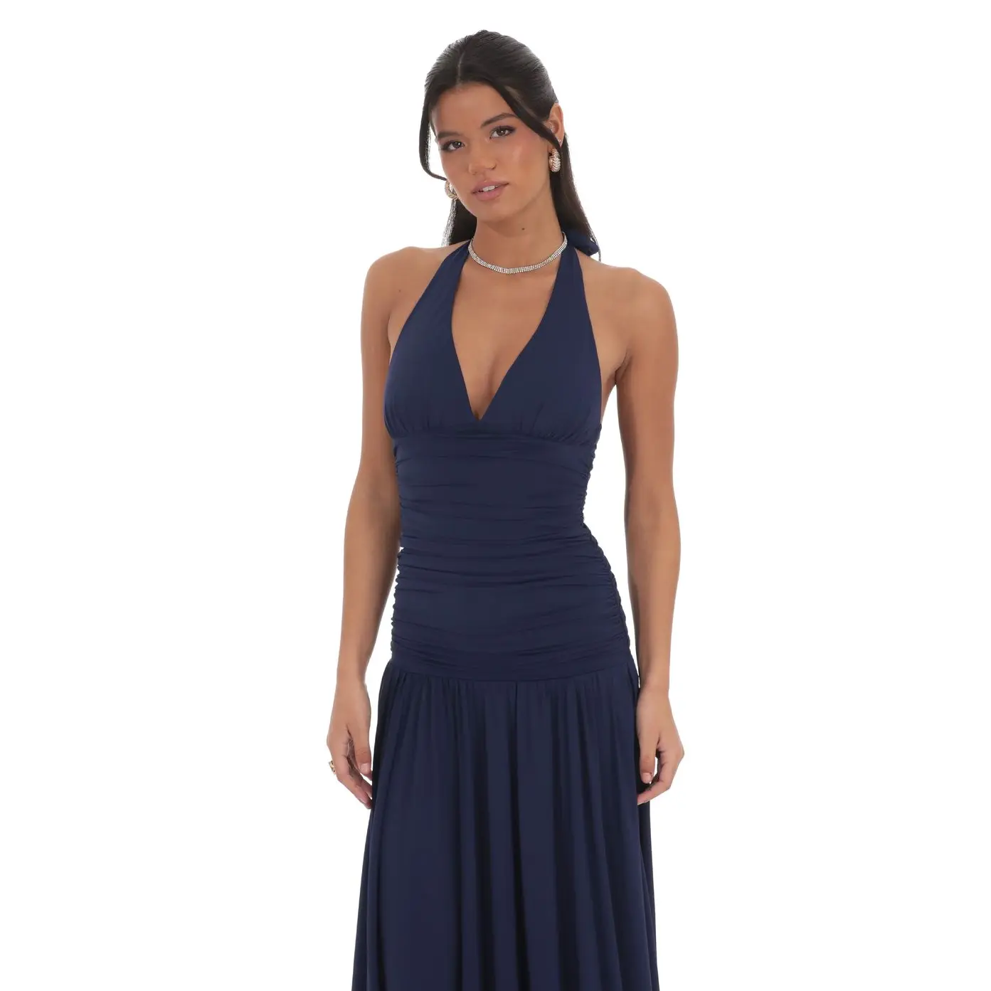 Lucy In The Sky Halter Drop Waist Maxi Dress in Navy - TikTok Shop Lucy In The Sky Halter Drop Waist Maxi Dress in Navy - TikTok Shop