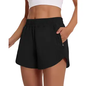 Women’s Running Shorts – 3″ athletic high waist, quick-dry, with liner and zippered pockets for workouts/gym