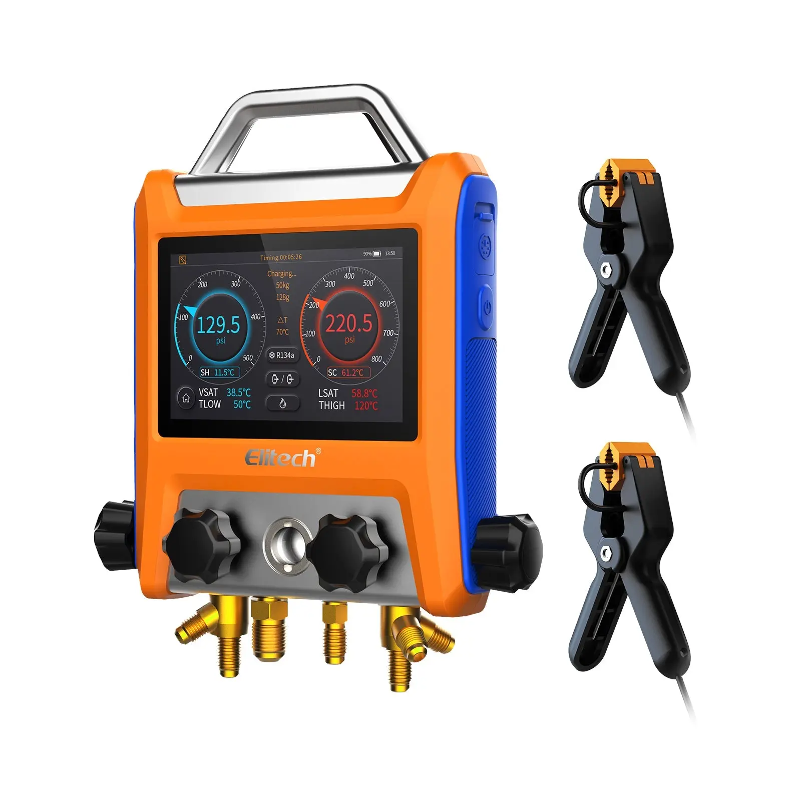 Elitech EMG-40V Intelligent HVAC Digital Manifold Gauge 4-Way Valve with Micron Gauge Transmitter Elitech EMG-40V Intelligent HVAC Digital Manifold Gauge 4-Way Valve with Micron Gauge Transmitter