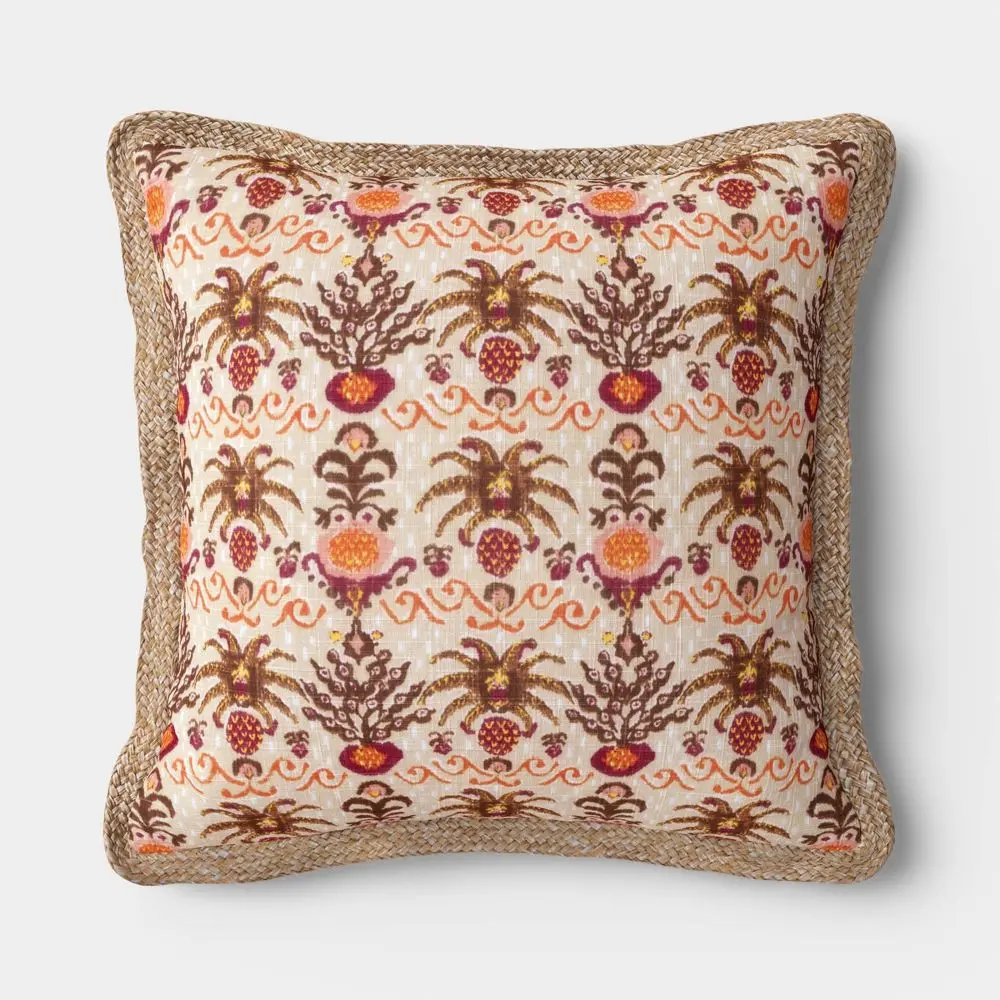 18"x18" Ikat Print Trimmed Pillow Multi - Warm - Threshold